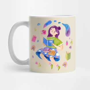 Watercolor Girl reading Mug